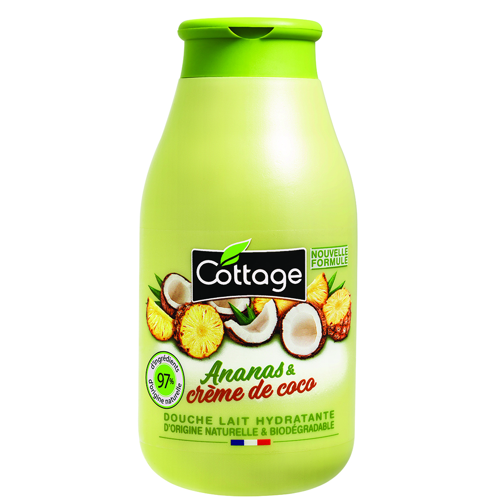 Gel de dus hidratant cu lapte si extract de ananas si cocos, 250 ml, Cottage