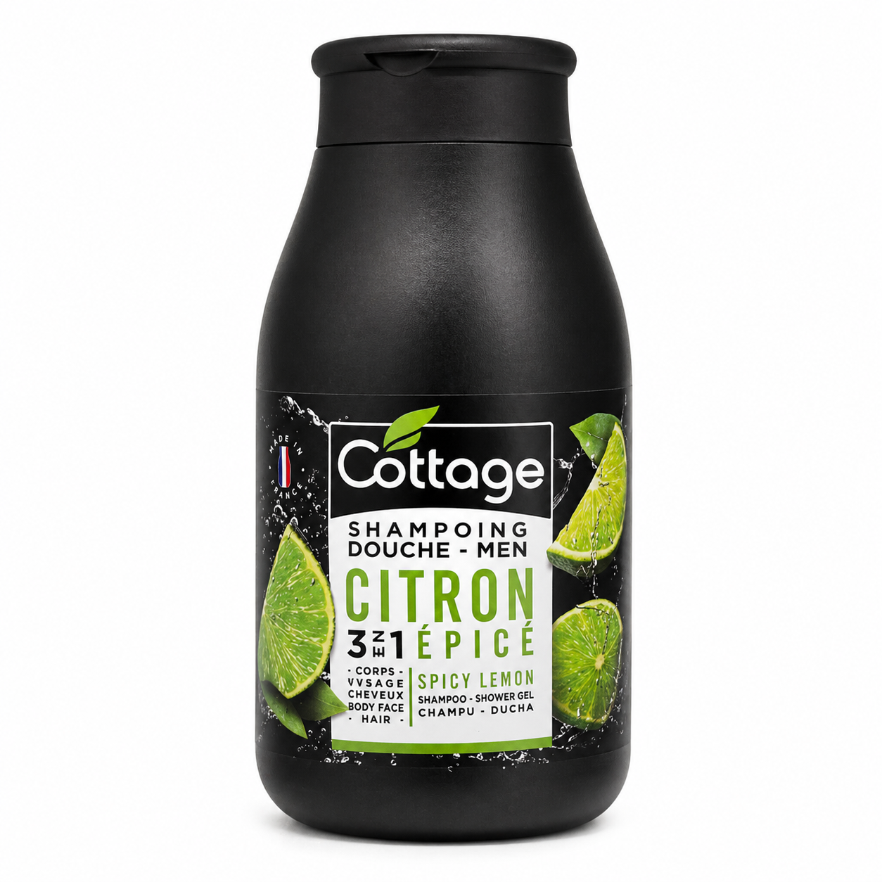 Sampon si gel de dus pentru barbati Spicy Lemon, 250 ml, Cottage