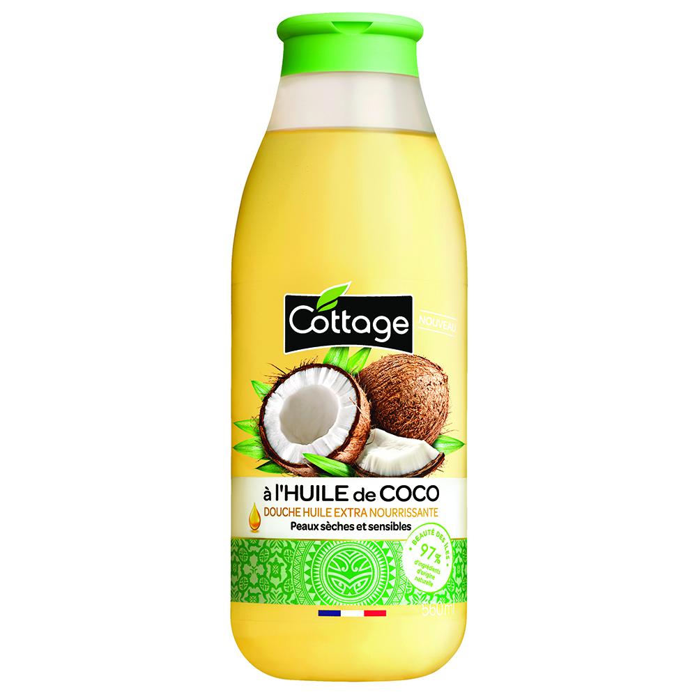 Ulei de dus cu cocos, pentru piele uscata, 560 ml, Cottage