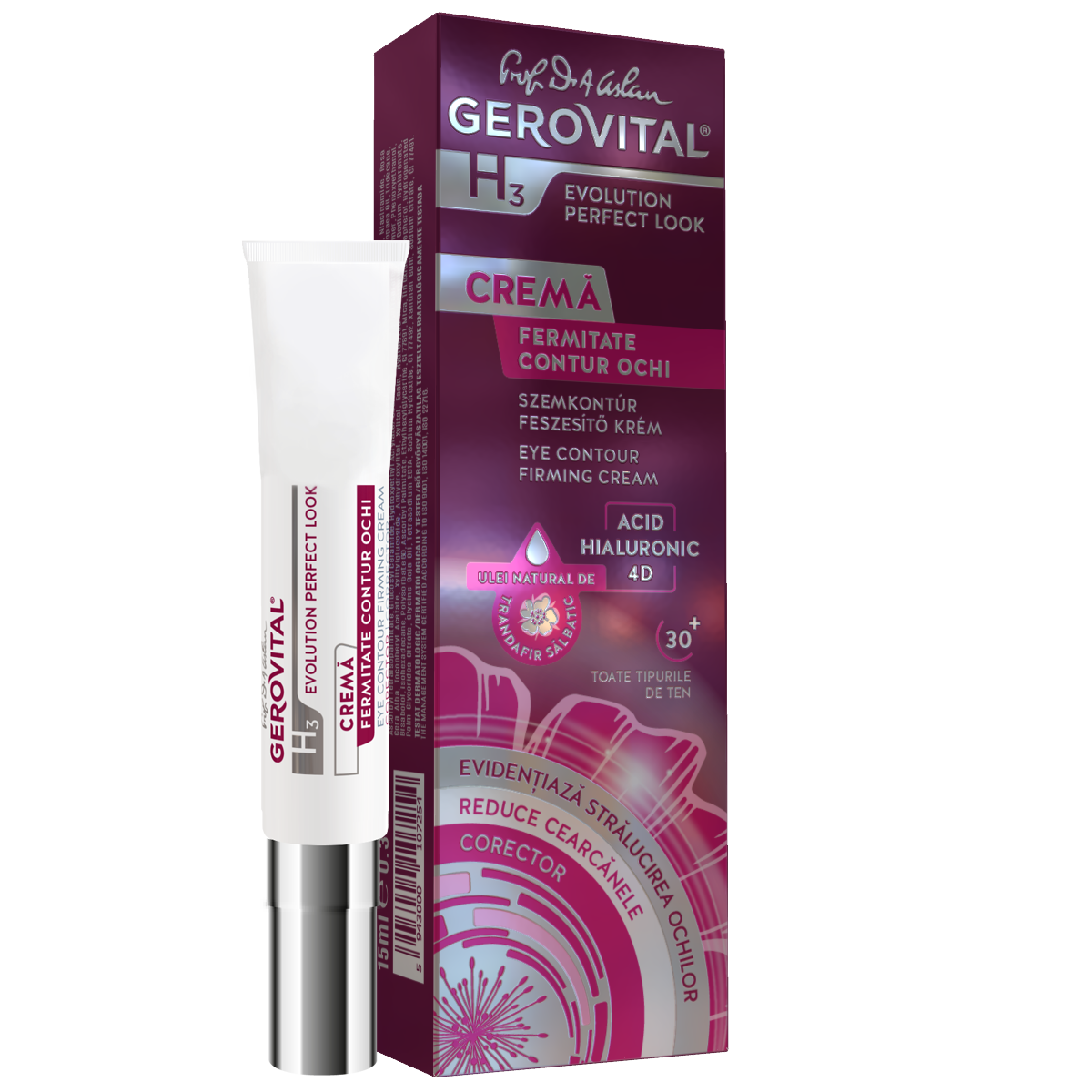 Crema pentru fermitate contur ochi, H3 Evolution, 15 ml, Gerovital