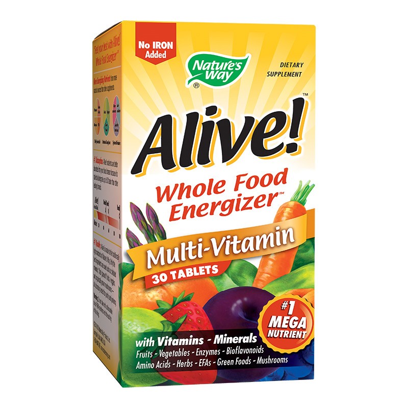 Multivitamine fara fier adaugat Alive, 30 tablete, Natures Way