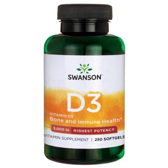 Vitamina D3 5000, 125 mcg, 250 capsule, Swanson