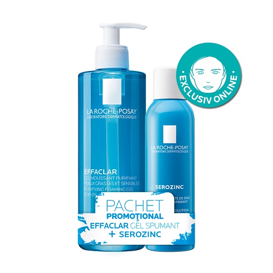 Pachet Gel spumant purifiant Effaclar 400 ml + Spray solutie purificatoare 150 ml, La Roche Posay