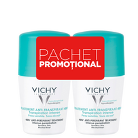 Pachet Tratament roll-on anti-perspirant 48h, 2x50 ml, Vichy