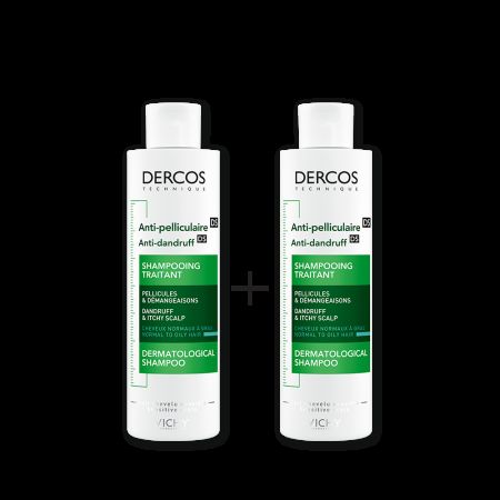 Pachet Sampon tratament anti-matreata, Dercos, 2x200 ml, Vichy