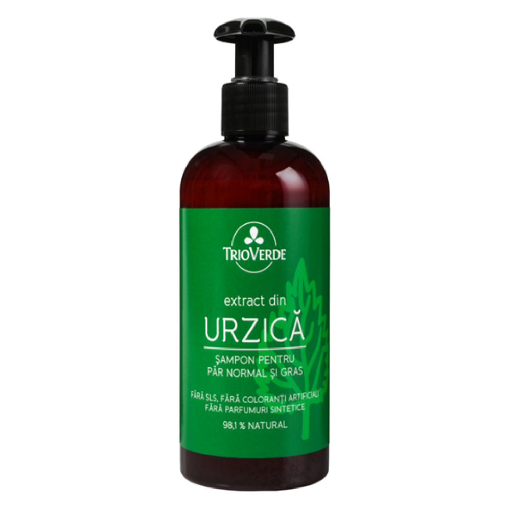 Sampon pentru par normal si gras cu extract de Urzica, 250 ml, Trioverde