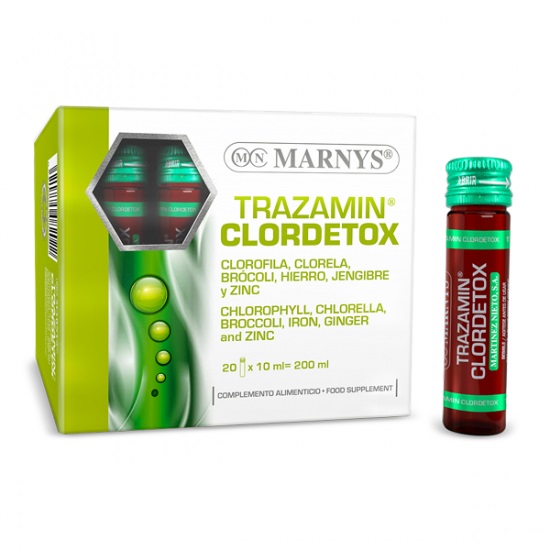 Supliment cu clorofila Trazamin Clordetox, 20 fiole x 10 ml, Marnys