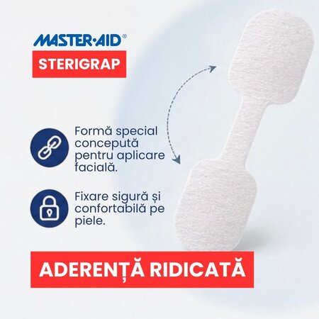Plasture steril pentru suturarea ranii Sterigrap 32x8 mm, 10 bucati, Master-Aid 805451