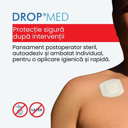 Pansament postoperator Drop Med, 7x5 cm, 5 bucati, Master Aid 718818