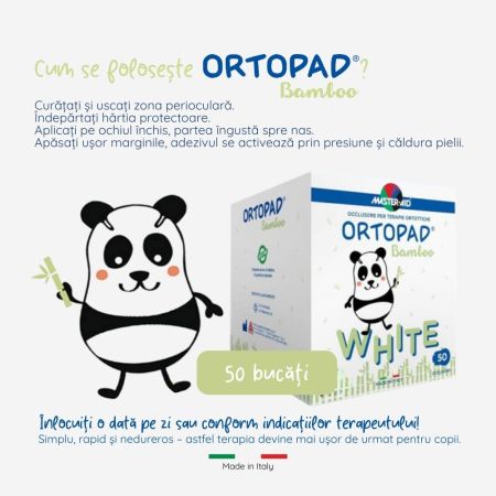 Ocluzor copii ORTOPAD, 76x54 mm, Alb Mediu, 50 bucati, Master Aid 725172