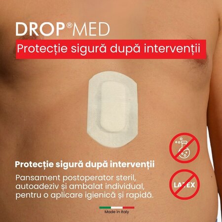 Pansament steril Drop Med, 10x6 cm, 5 bucati, Master-Aid 718834
