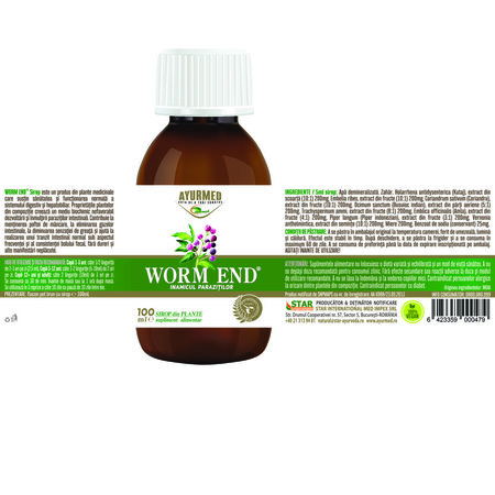 Sirop Worm End, 100 ml, Ayurmed 677050