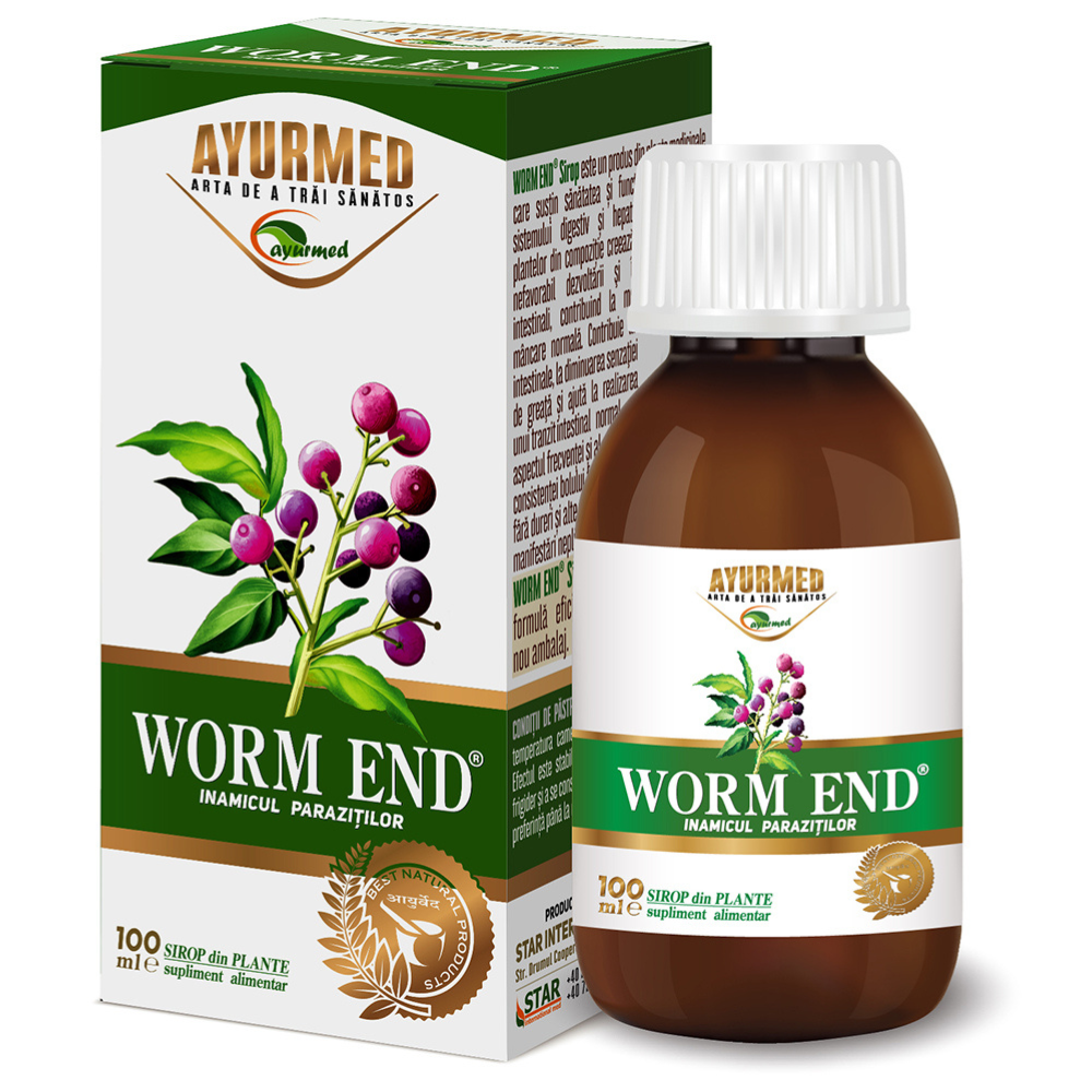 Sirop cu zahar, Worm End, 100 ml, Ayurmed