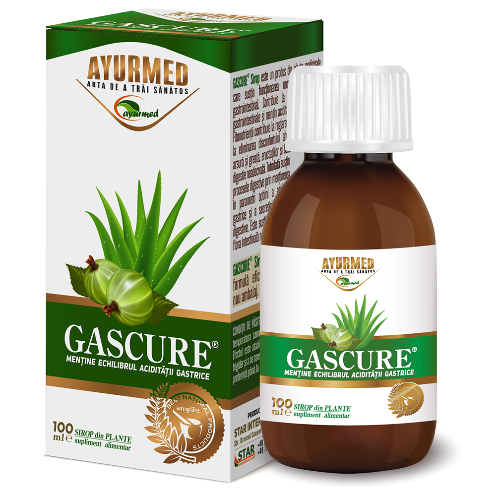 Gascure sirop cu zahar, 100 ml, Ayurmed