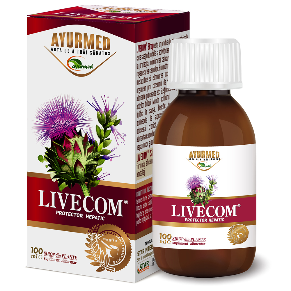 Livecom sirop cu zahar, 100 ml, Ayurmed