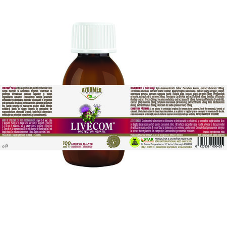 Livecom sirop cu zahar, 100 ml, Ayurmed 677046