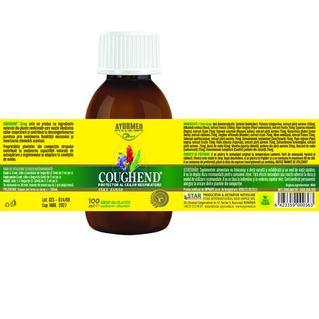 Coughend sirop fara zahar, 100 ml, Ayurmed 677039