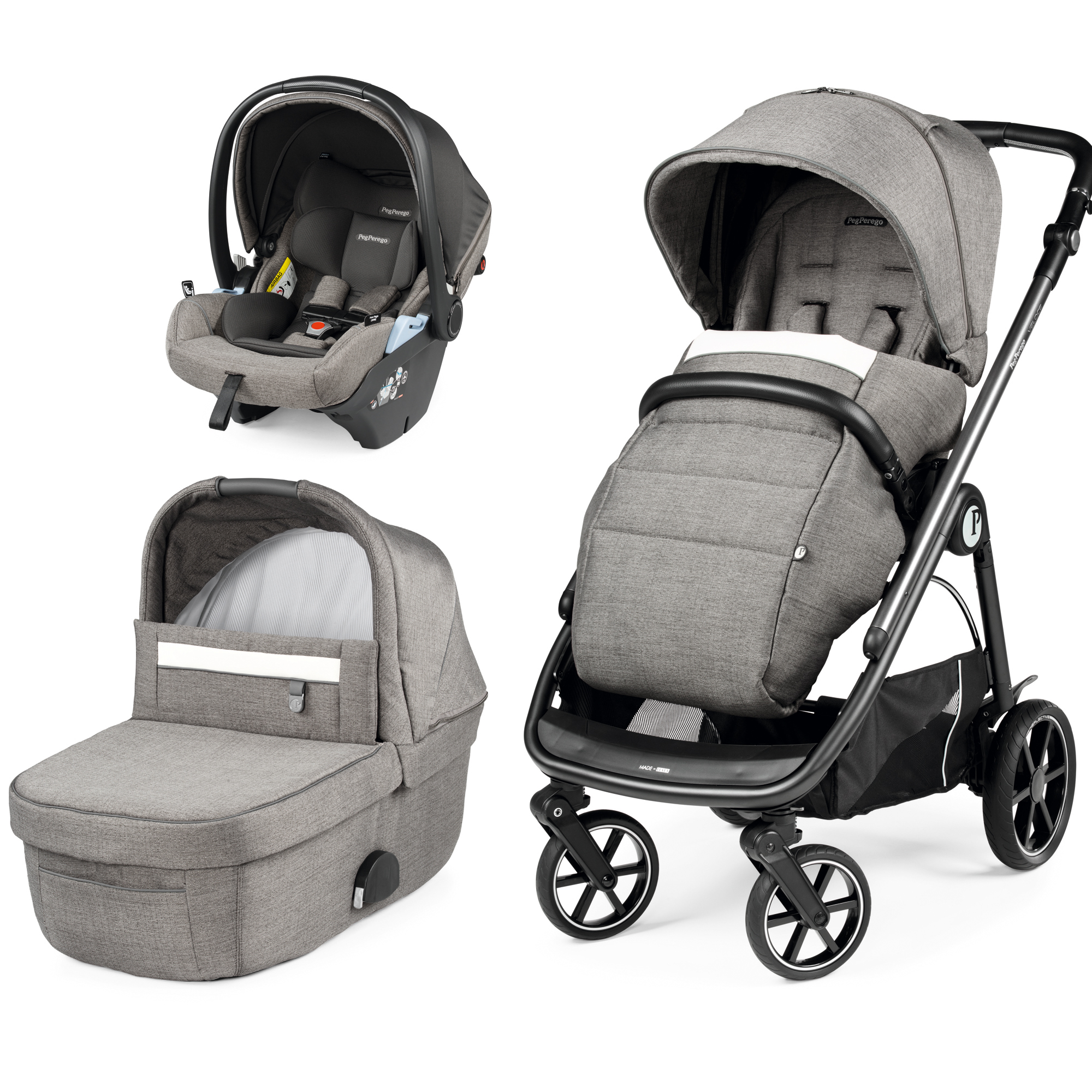 Sistem carucior 3 in 1 pentru copii Veloce Primo Viaggio Lounge, City Grey, Peg Perego