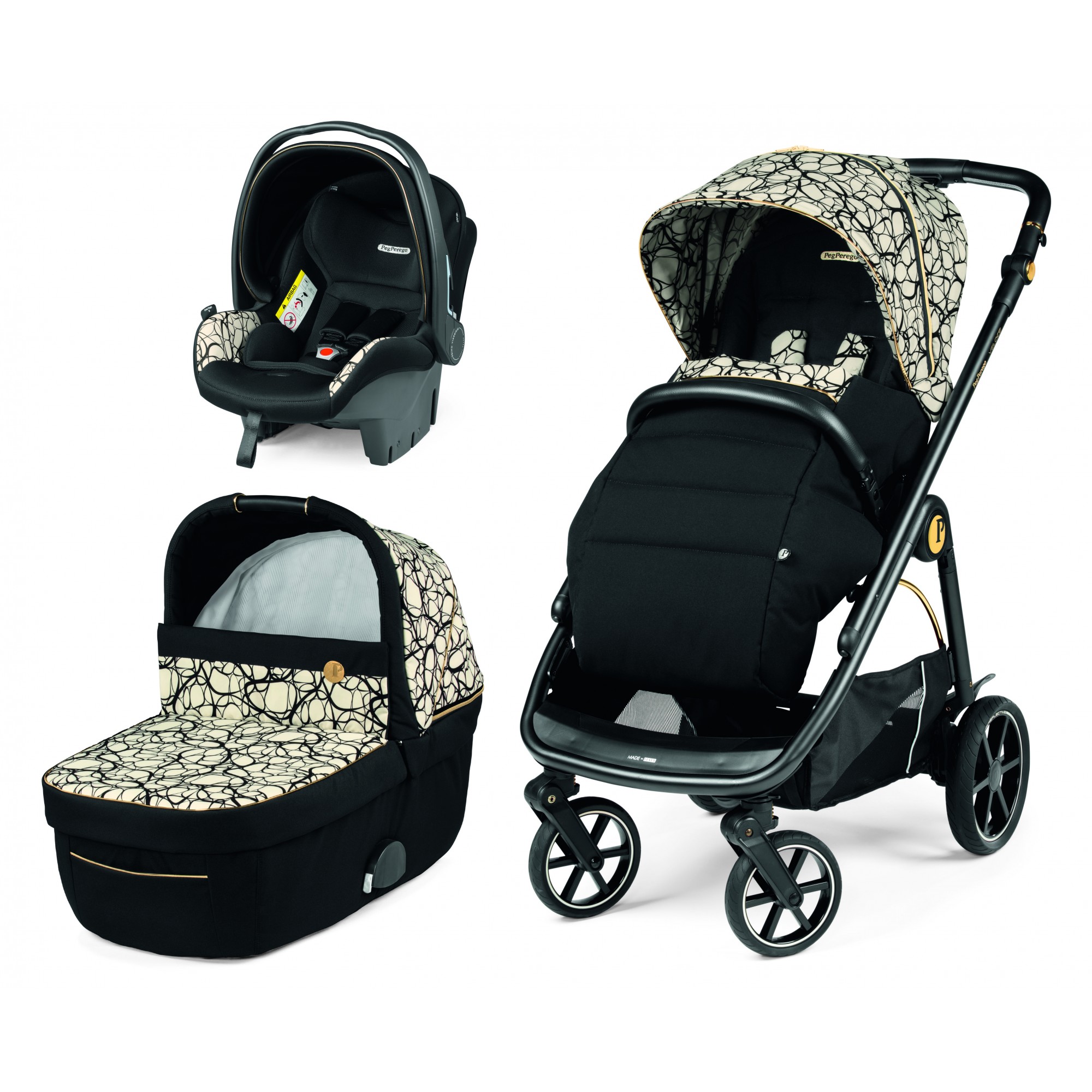 Sistem carucior 3 in 1 pentru copii Veloce Primo Viaggio SL, Graphic Gold, Peg Perego