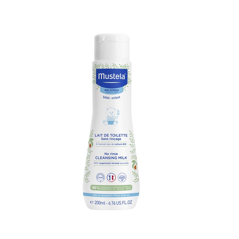 Lapte de curatare fara clatire cu Avocado Organic, 200ml, Mustela