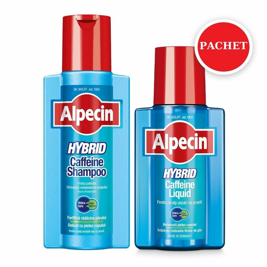 Pachet Sampon caffeine pentru scalp sensibil, 250ml + Liquid caffeine fara clatire, 200ml
