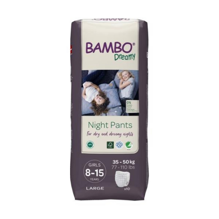 Scutece Pants Girls Dreamy Nights, 8-15 ani, 35-50 kg, 10 bucati, Bambo 485028
