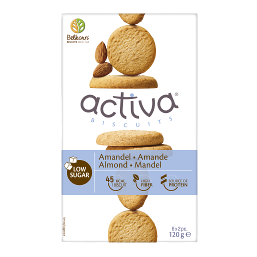 Biscuiti Activa cu migdale, 120 g, Belkorn