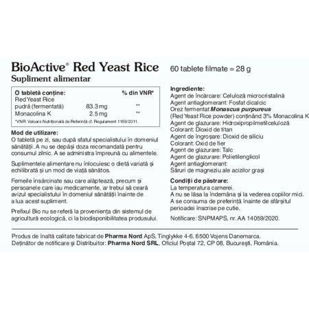 Bio Active Red Yeast Rice, 60 tablete filmate, Pharma Nord 612491