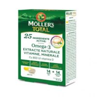 Omega 3 cu Vitamina D, 800 UI, 14 capsule + 14 comprimate, Moller`s Total