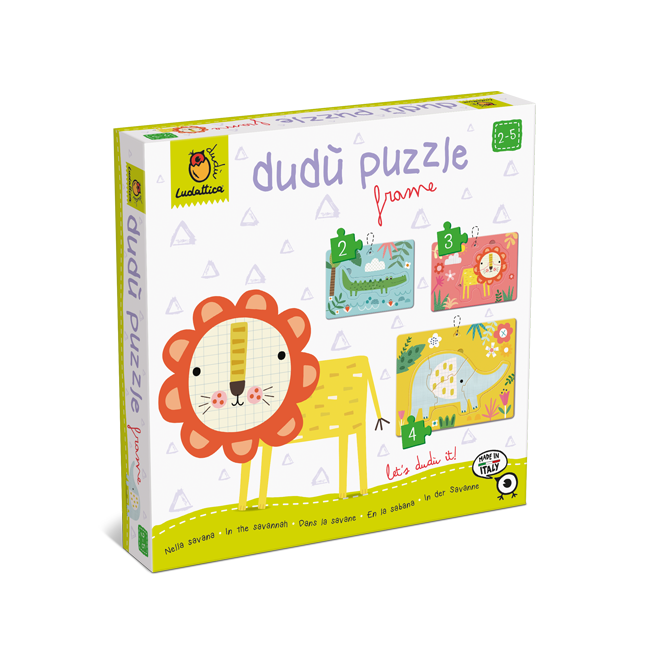 Puzzle in rama Animalele din savana Dudu, +2 ani, 9 piese, Ludattica