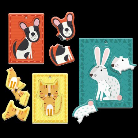 Dudu Puzzle in rama, animalele de companie, +2 ani, Ludattica 480549