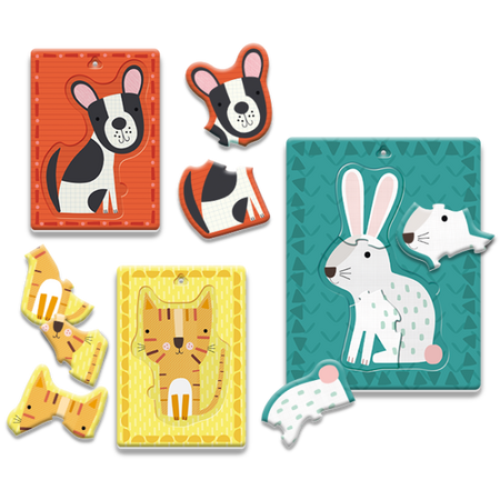 Dudu Puzzle in rama, animalele de companie, +2 ani, Ludattica 480549