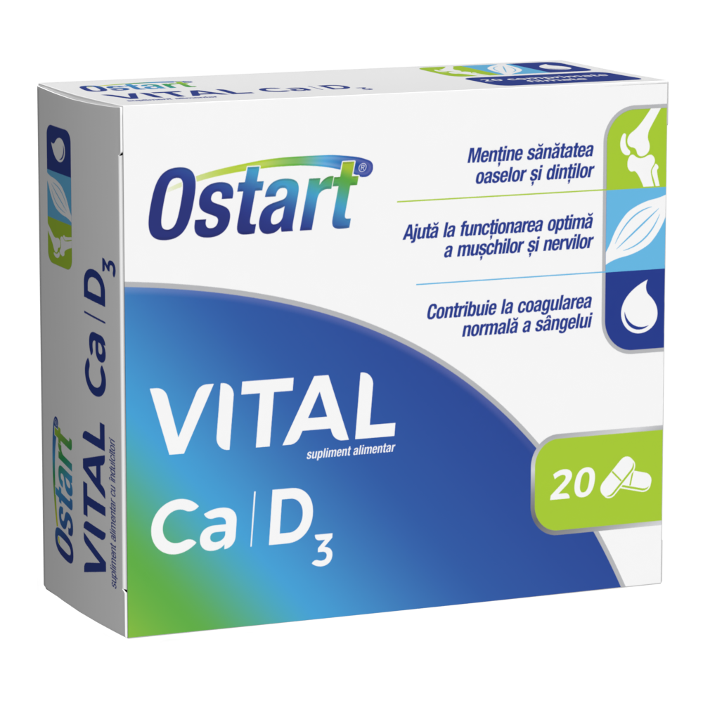 Ostart Vital Ca + D3, 20 comprimate, Fiterman 