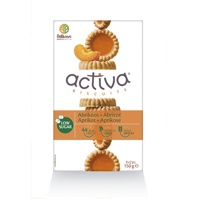 Biscuiti Activa cu caise, fara zahar adaugat, 150g, Belkorn