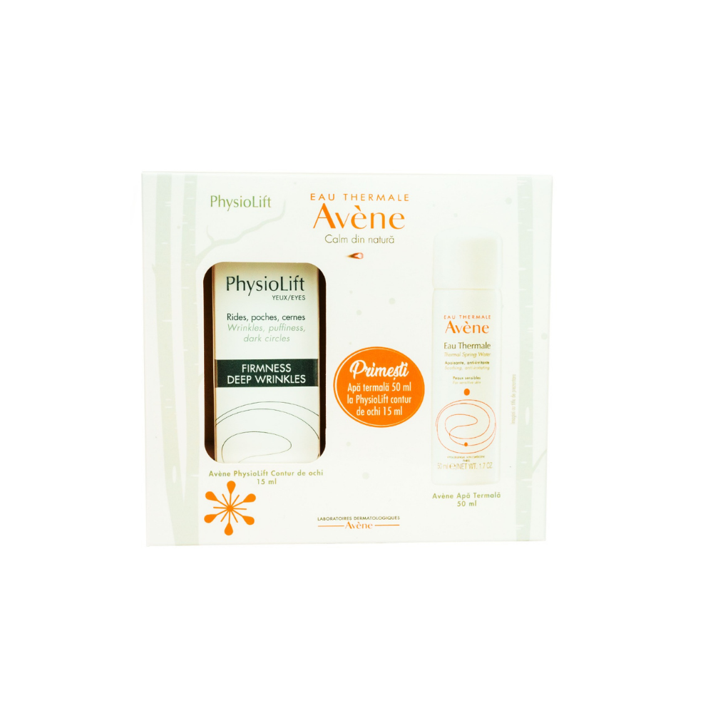 Pachet Crema pentru ochi anti-rid Physiolift ,15 ml + Apa termala, 50 ml, Avene