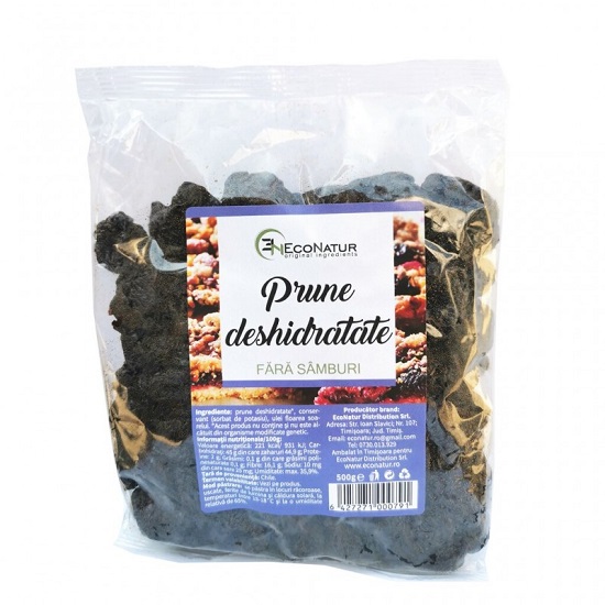 Prune deshidratate si fara samburi, 500g, EcoNatur