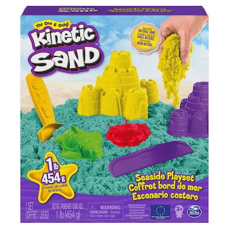 Set Kinetic Sand Seaside, turcoaz si galben