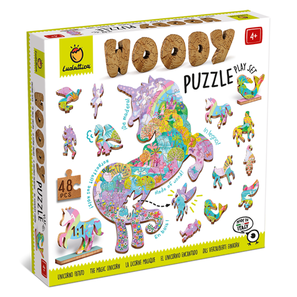 Puzzle din lemn Peisaje Fantastice Woody, +4 ani, 48 piese, Ludattica