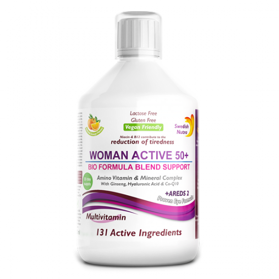 Multivitamine lichide pentru femei Woman Active, 50 ani+, 500 ml, Swedish Nutra