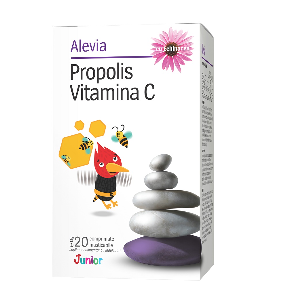 Propolis vitamina C cu echinaceea Junior, 20 comprimate, Alevia