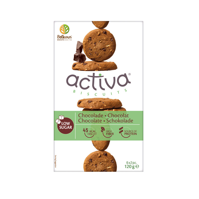 Biscuiti cu ciocolata Activa, 120 g, Belkorn