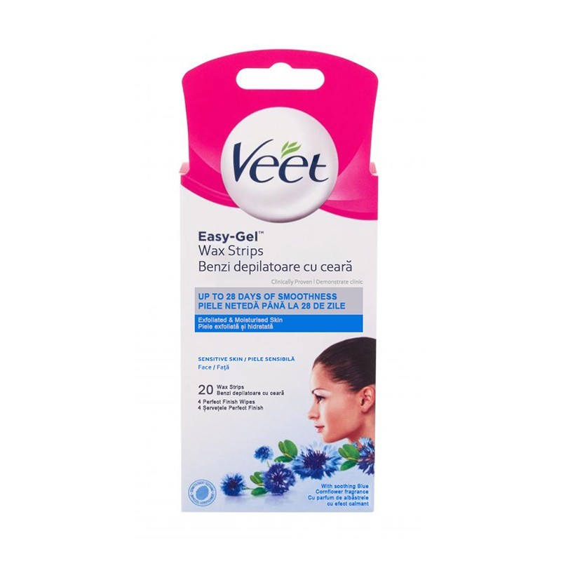 Benzi depilatoare cu ceara pentru fata Easy Gel, 20 benzi, Veet