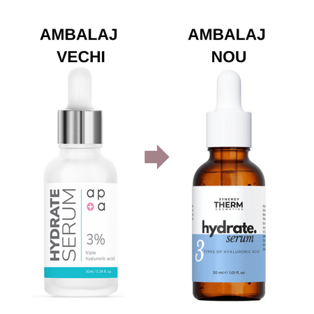 Ser hidratant cu 3 tipuri de Acid Hialuronic Hydrate Serum, 30 ml, Synergy Therm 632785