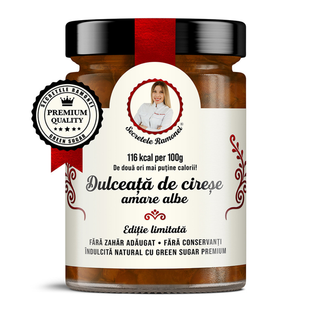 Dulceata de cirese amare albe, 350 g, Secretele Ramonei