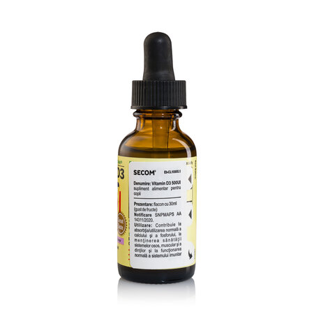 Vitamina D3 picaturi pentru copii, 500 UI, 30 ml, Childlife Essentials 776328