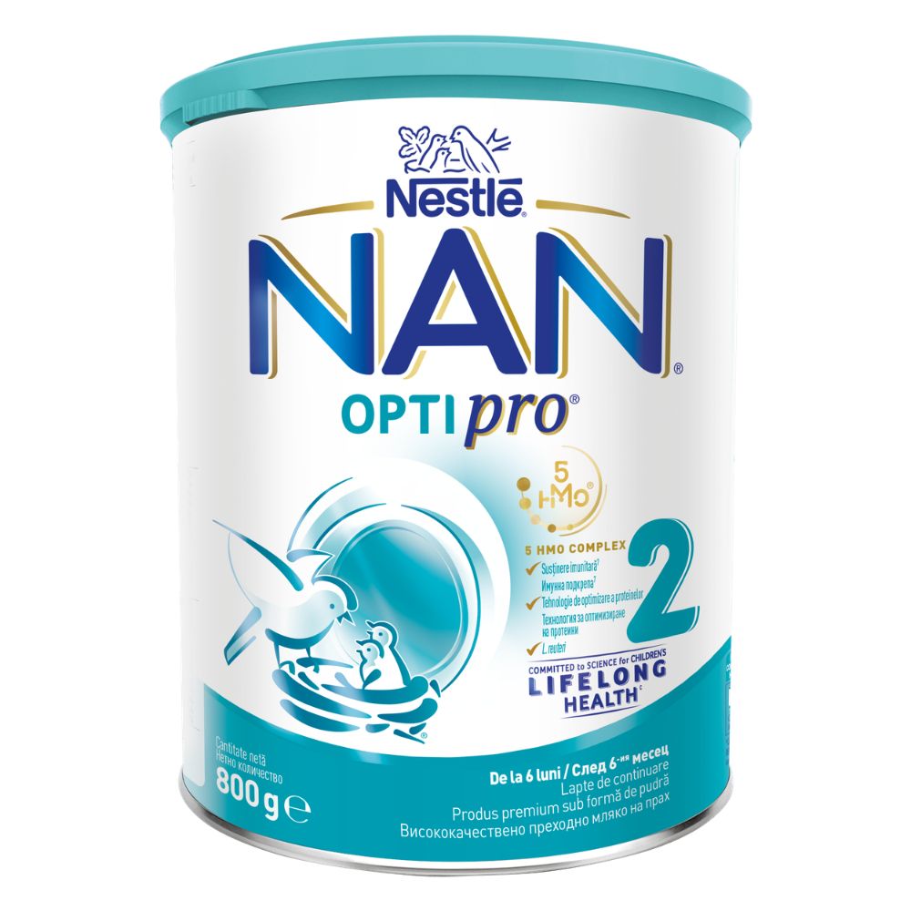 Formula lapte de continuare Nan 2 Optipro HMO, +6 luni, 800 g, Nestle