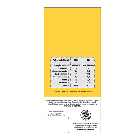 Sanatele Bio naut, linte si piper, fara gluten, 40 g, Republica Bio 763286
