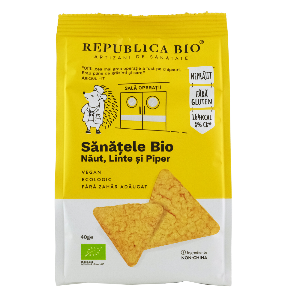 Sanatele Bio naut, linte si piper, fara gluten, 40 g, Republica Bio