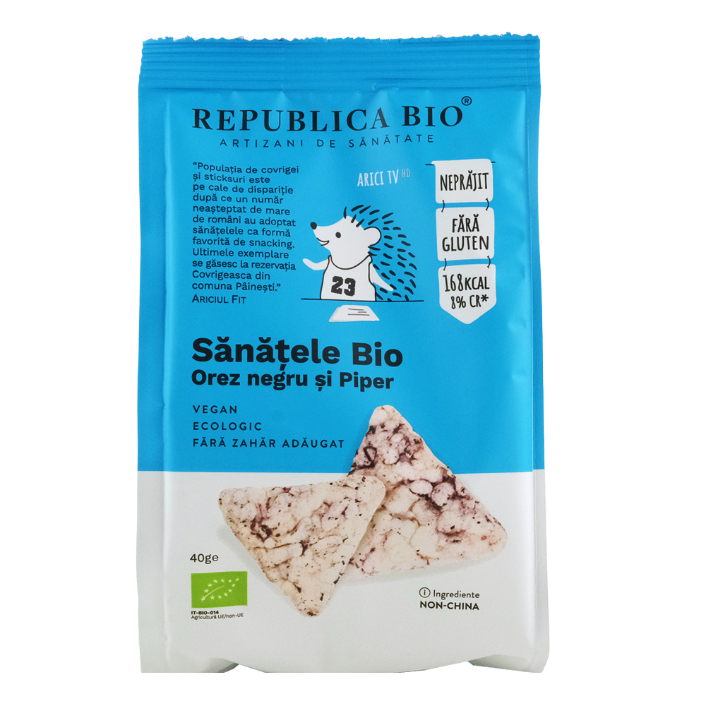 Sanatele Bio orez negru si piper, fara gluten, 40 g, Republica Bio