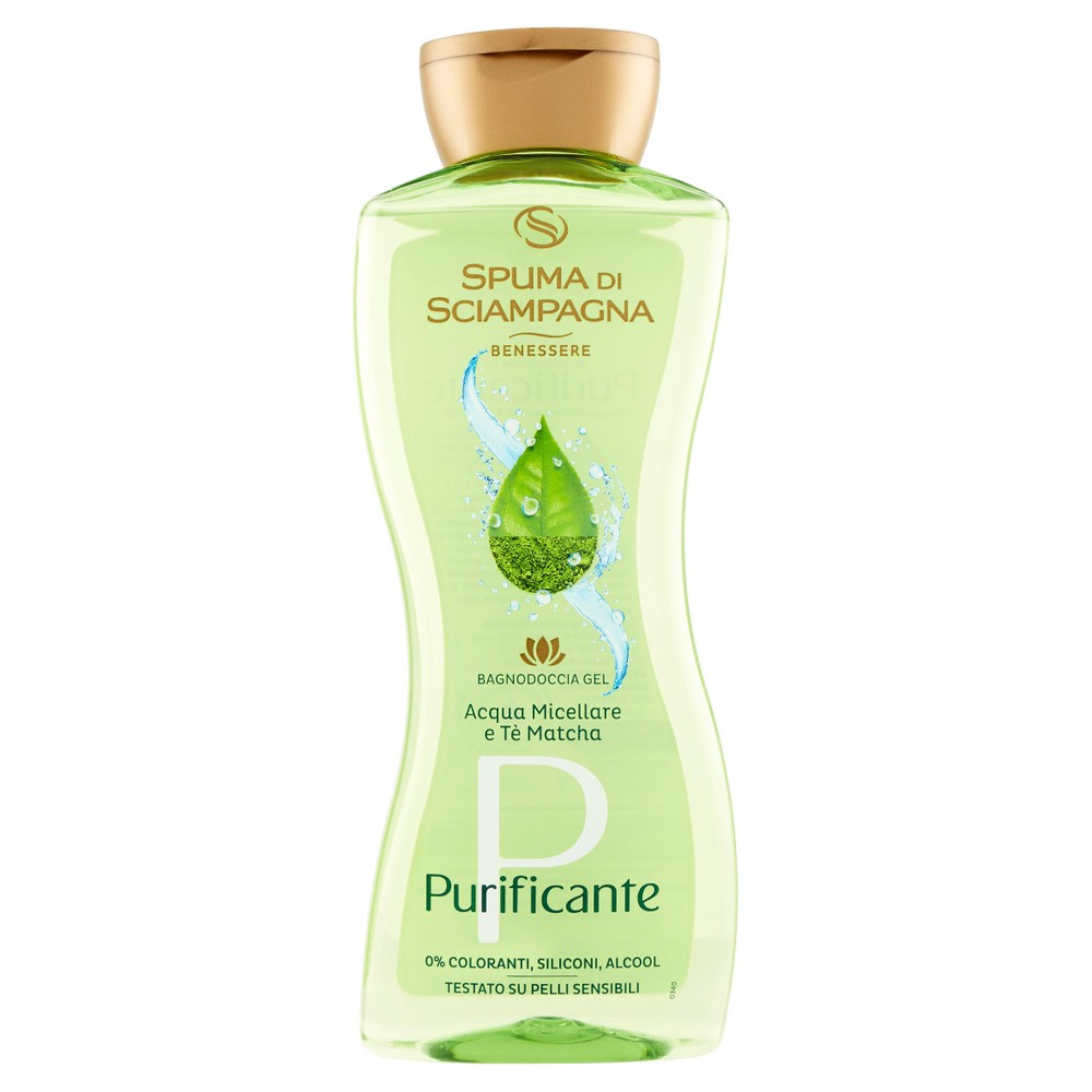 Gel de dus cu apa micelara si ceai Matcha, Purificante, 500 ml, Spuma di Sciampagna